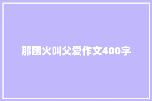 那团火叫父爱作文400字