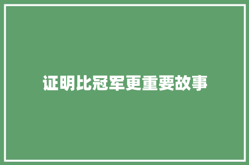 证明比冠军更重要故事 商业文案