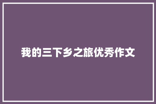 我的三下乡之旅优秀作文 报告写作