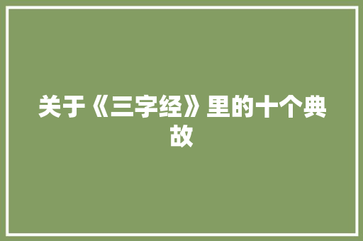 关于《三字经》里的十个典故 写作技巧