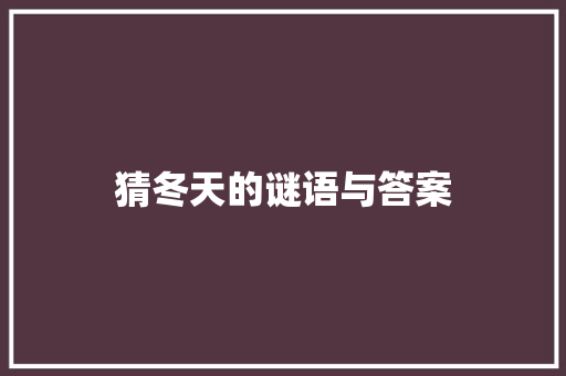 猜冬天的谜语与答案 商业文案
