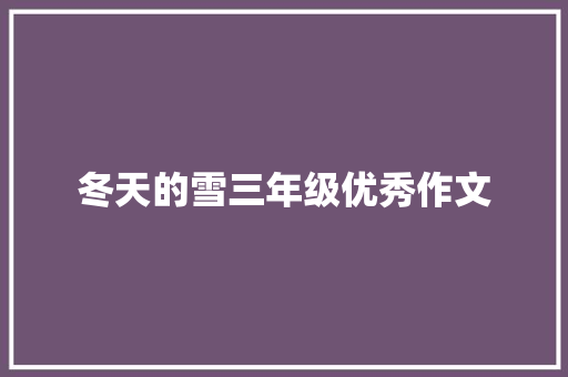 冬天的雪三年级优秀作文