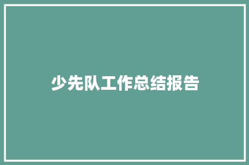 少先队工作总结报告