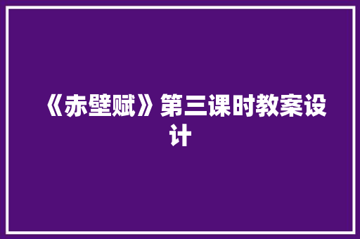 《赤壁赋》第三课时教案设计 范文赏析