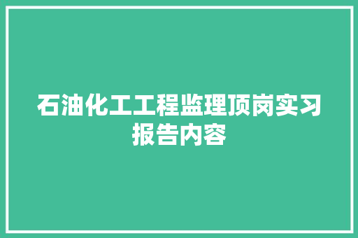 石油化工工程监理顶岗实习报告内容 商业文案