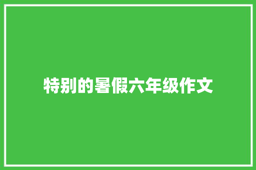 特别的暑假六年级作文