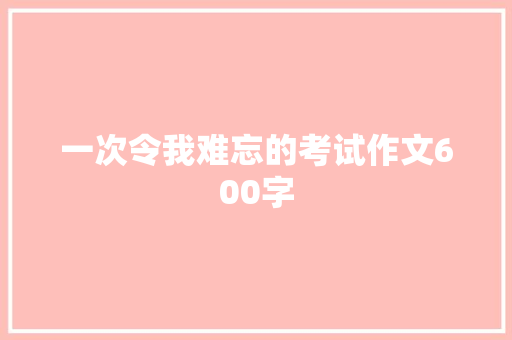 一次令我难忘的考试作文600字 范文赏析