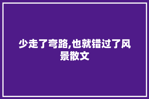 少走了弯路,也就错过了风景散文