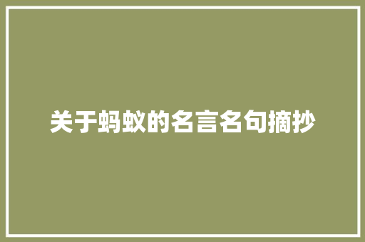 关于蚂蚁的名言名句摘抄