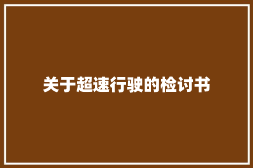 关于超速行驶的检讨书 词汇积累
