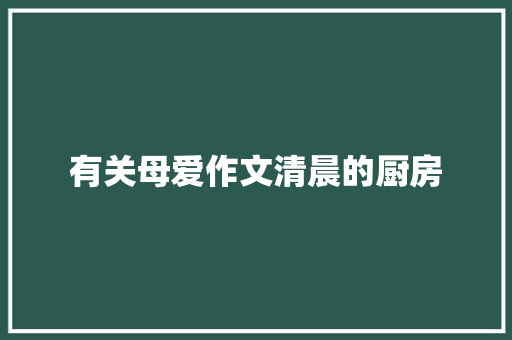 有关母爱作文清晨的厨房 报告写作