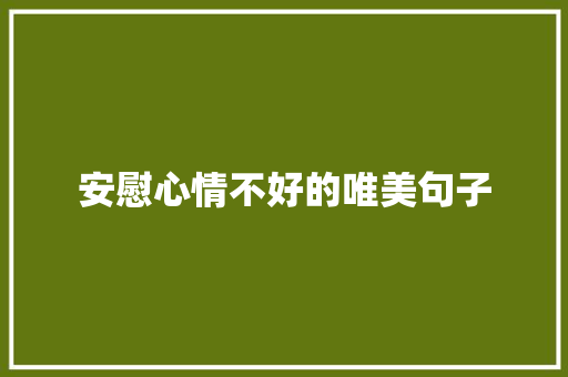 安慰心情不好的唯美句子 简历模板