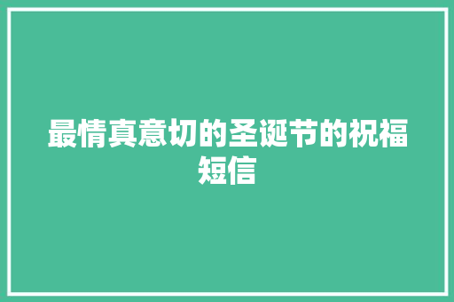 最情真意切的圣诞节的祝福短信 范文赏析