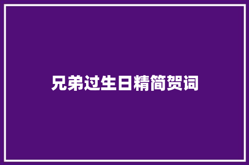 兄弟过生日精简贺词