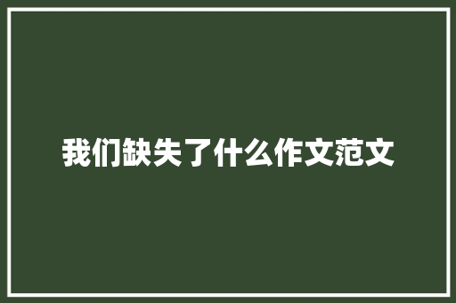 我们缺失了什么作文范文