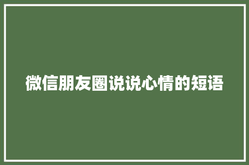 微信朋友圈说说心情的短语