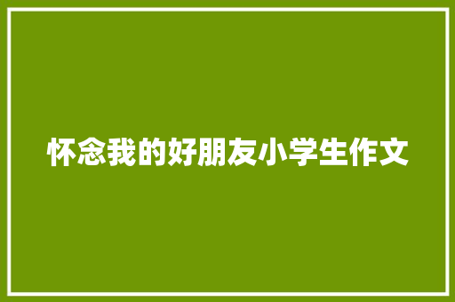 怀念我的好朋友小学生作文 写作素材