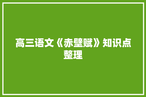 高三语文《赤壁赋》知识点整理 简历模板