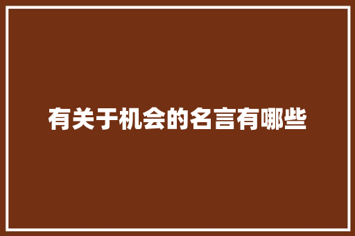 有关于机会的名言有哪些 简历模板