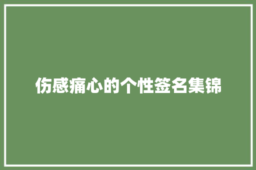 伤感痛心的个性签名集锦 写作技巧