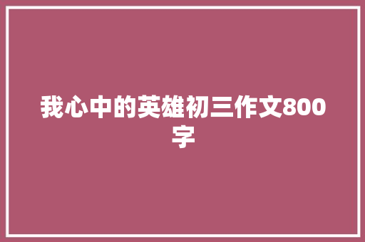 我心中的英雄初三作文800字 诗歌创作