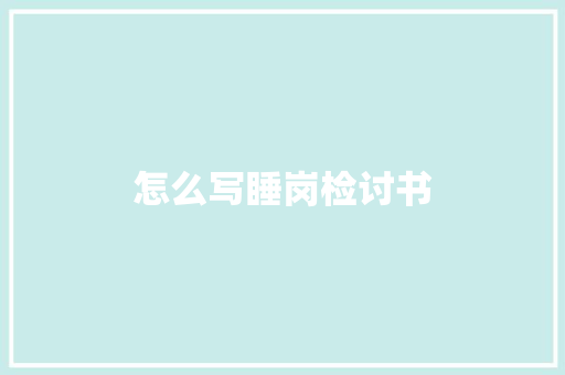 怎么写睡岗检讨书 词汇积累