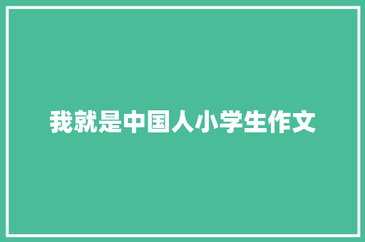 我就是中国人小学生作文