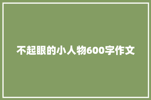 不起眼的小人物600字作文