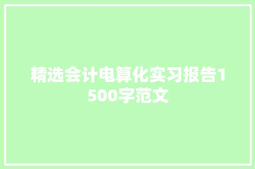 精选会计电算化实习报告1500字范文 写作素材
