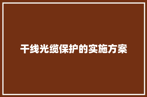 干线光缆保护的实施方案