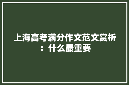 上海高考满分作文范文赏析：什么最重要 写作技巧