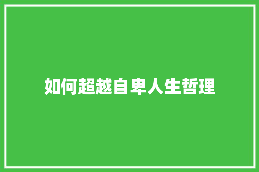 如何超越自卑人生哲理 报告写作