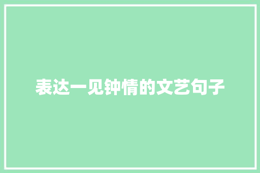 表达一见钟情的文艺句子
