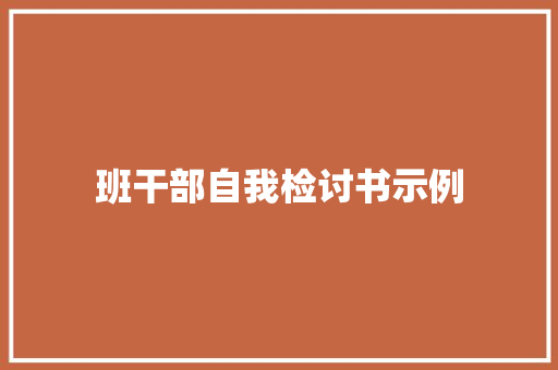 班干部自我检讨书示例