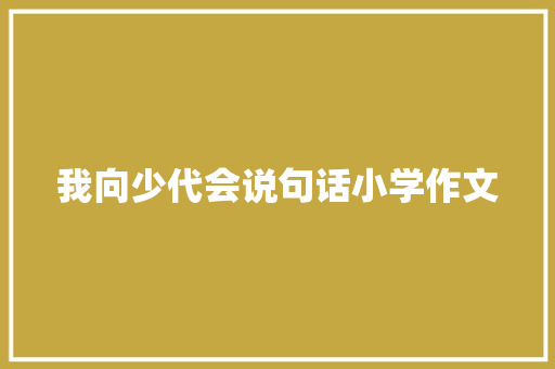 我向少代会说句话小学作文