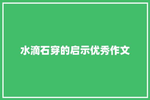 水滴石穿的启示优秀作文