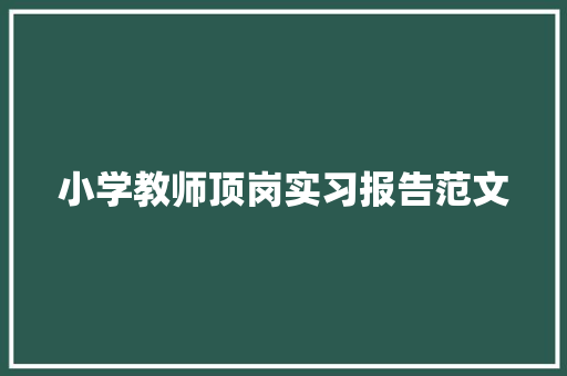 小学教师顶岗实习报告范文