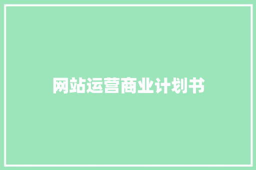 网站运营商业计划书 报告写作