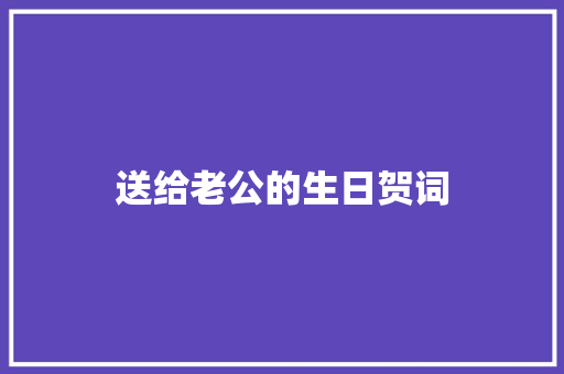 送给老公的生日贺词