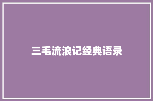 三毛流浪记经典语录 诗歌创作