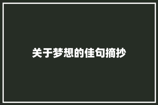关于梦想的佳句摘抄 写作素材