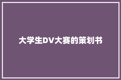 大学生DV大赛的策划书 报告写作