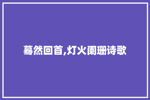 蓦然回首,灯火阑珊诗歌 词汇积累