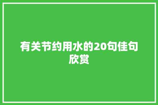 有关节约用水的20句佳句欣赏 写作技巧