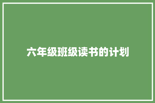 六年级班级读书的计划