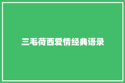三毛荷西爱情经典语录