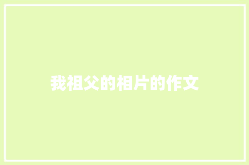 我祖父的相片的作文