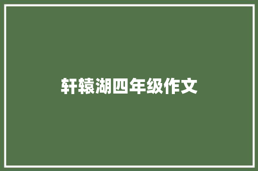 轩辕湖四年级作文 写作技巧