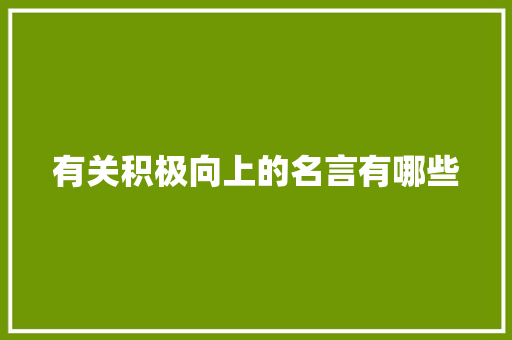 有关积极向上的名言有哪些 写作技巧