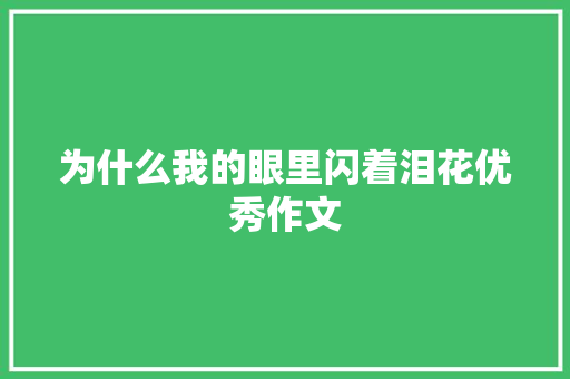 为什么我的眼里闪着泪花优秀作文 简历模板